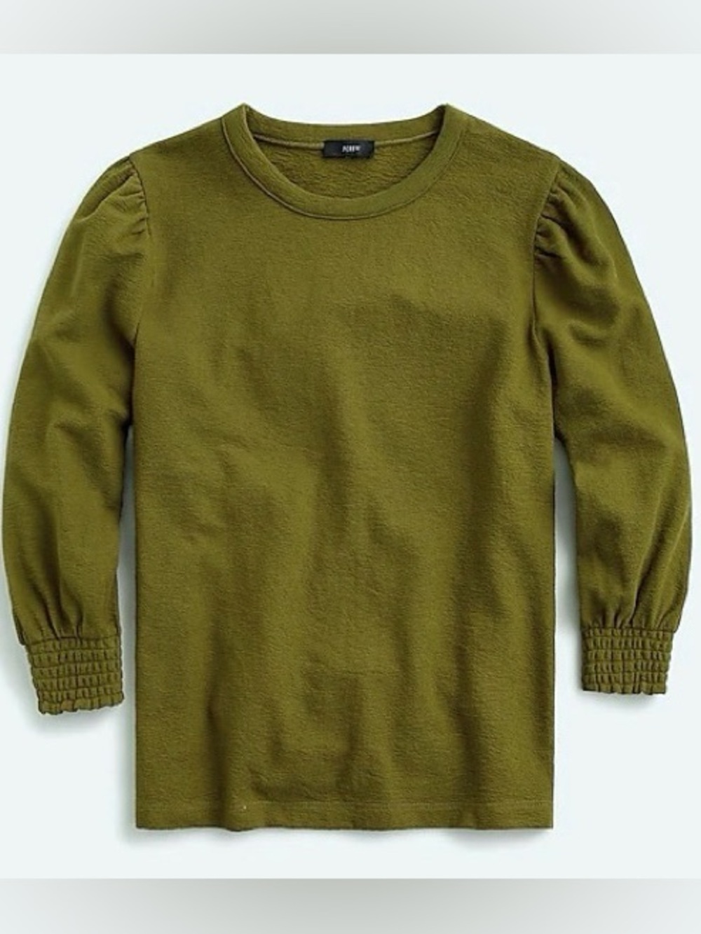 J. Crew puff sleeve crew neck thick tee size xs green